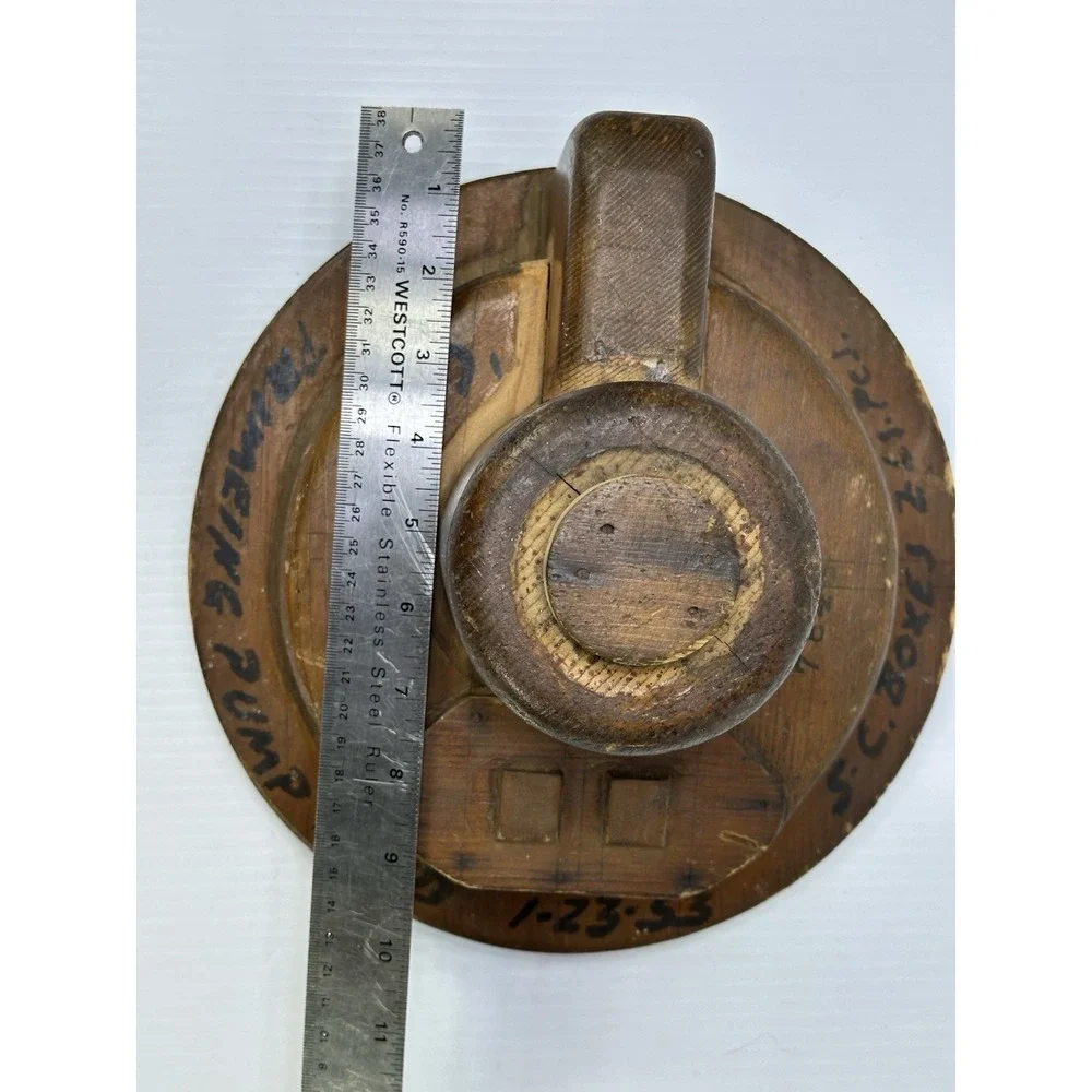 Vintage Wood Foundry Mold Pattern Casting Priming Pump Head Cubahama 1-23-53